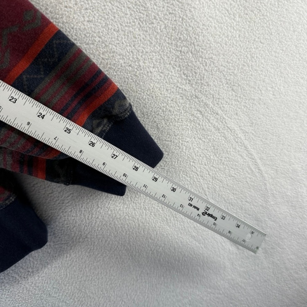 LL Bean Quarter Zip Sweater Men's Large Blue Red Aztec Southwestiern Pullover - Picture 4 of 8